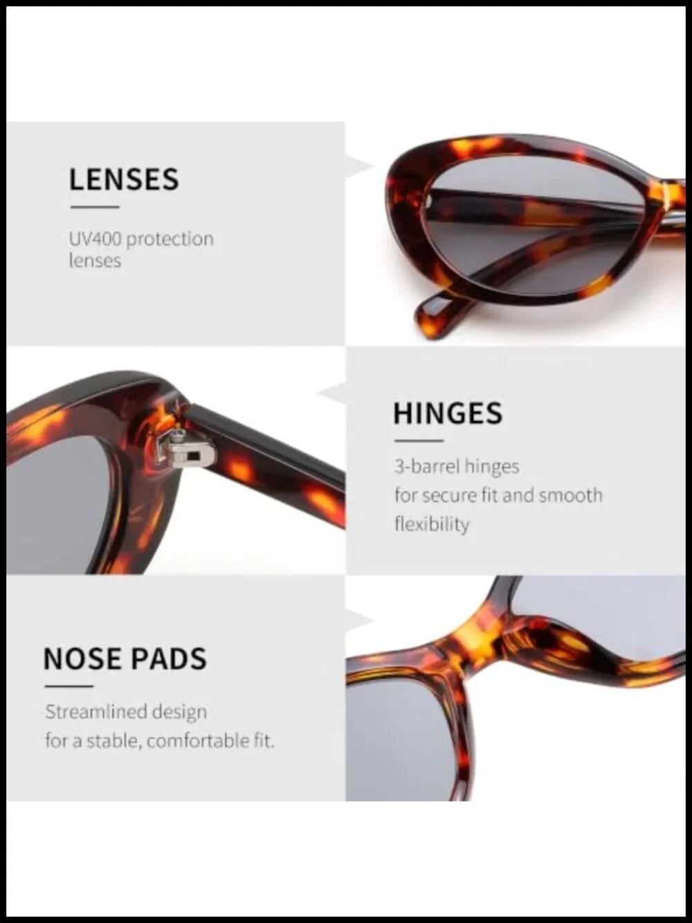 Retro Oval Cat Eye Sunglasses with UV400 Protection